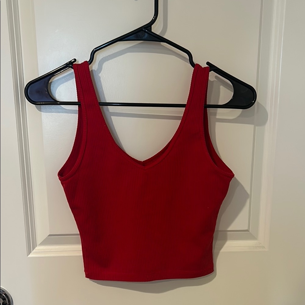 Hollister Red Ribbed Tank Top